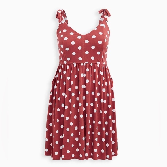 Torrid Mini Studio Knit Skater Dress Mauve Brown Polka Dot sz 3X - Picture 4 of 10